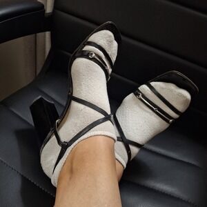 Y2k Vintage Gucci Black Patent Leather Horsebit Sandals Heels 8B (Repaired)